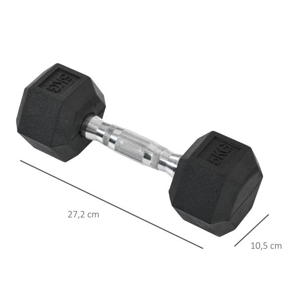 Conjunto de Halteres Hexagonais 2 x 5 kg Conjunto de Pesos com Barras de Conexão Kit de Treino de Fitness