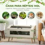 Terrário para Répteis com Vidro Temperado e Tampa Basculante para Cobras e Lagartos 100x50x60 cm Carvalho