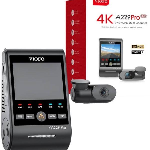 Gravador de Vídeo 4K Ultra HD 2160p + Câmara Traseira 2K Quad HD 1440p A229 PRO 2CH - VIOFO
