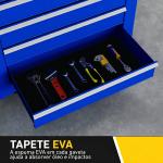 Carrinho de Ferramentas com 7 Gavetas Carrinho de Oficina com Fechadura Pega 2 Rodas com Travão 69x33x75 cm Azul