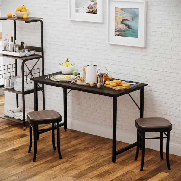 Secdretária Mesa de Computador com Pés Ajustáveis e Estrutura em Aço Secretária Estilo Moderno 120x60x73 cm Marrom Escuro e Preto