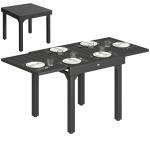 Mesa de Jantar Exterior Extensível 80 - 160 cm - Mesa de Jardim Retangular para 4 - 6 Pessoas, Terraço, Preto