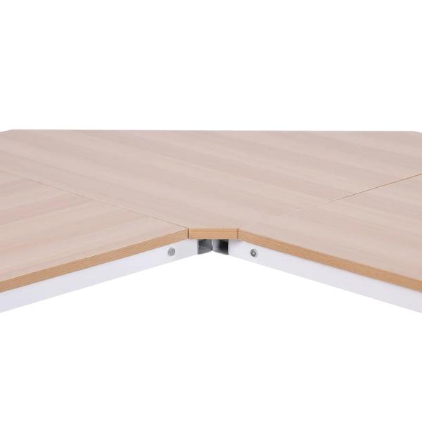 Secretária em Forma de L Secretária para Escritório com Estrutura de Metal Secretária de Canto 150x150x76 cm Branco e Madeira