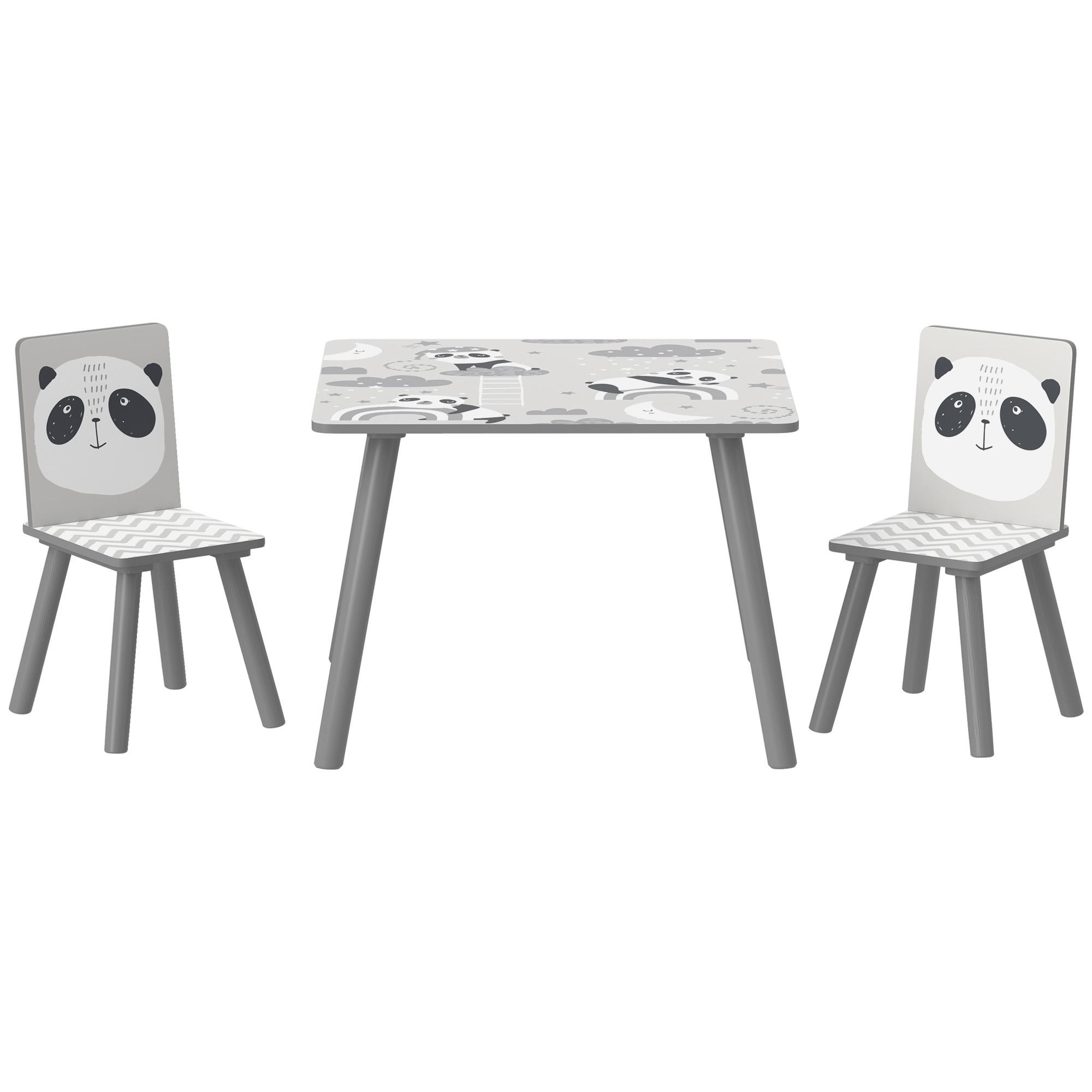 Conjunto de Mesa e Cadeiras para Crianças de 3 Peças Mesa Infantil com 2 Cadeiras Conjunto de Móveis para Atividades Cinza