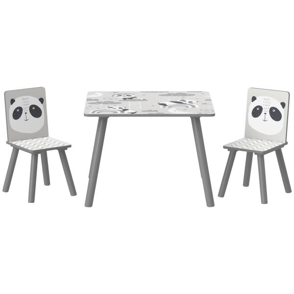 Conjunto de Mesa e Cadeiras para Crianças de 3 Peças Mesa Infantil com 2 Cadeiras Conjunto de Móveis para Atividades Cinza
