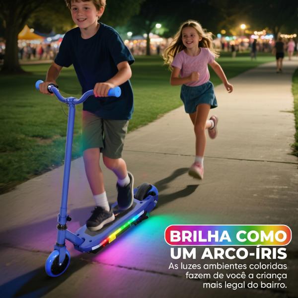 Trotinete Elétrica para Crianças Máx. 10 km/h Motor 80 W Autonomia Máxima 8 km Trotinete com Luzes LED Travão Traseiro 76x46x93 cm Azul