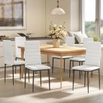 Conjunto de 6 Cadeiras de Sala de Jantar Estofadas em Linho com Pernas em Metal Cadeiras Modernas para Cozinha Quarto Suporta até 120 kg 41x50x97 cm Branco