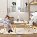 Mesa Infantil com 2 Cadeiras com Encosto em Forma de Coroa para Crianças de 3 - 6 Anos para Sala de Jogos Dormitório Branco