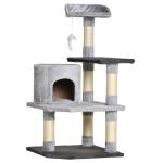 Árvore para gatos Arranhador Grande com Plataformas para Brincar coberta de Pelucía Cinza 48x48x100 cm
