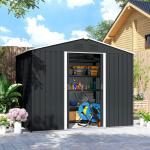 Abrigo de Jardim de 3,6 m² 236x174x190 cm para Armazenamento de Ferramentas com Portas de Correr e 4 Janelas de Ventilação Cinza