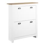 Sapateira Estreita de Entrada com 2 Gavetas Abatíveis Prateleiras Ajustáveis para 12 Pares de Sapatos 79x23x90,5 cm Branco