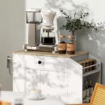 Ilha de Cozinha com Rodas com Gaveta Suporte para Temperos de 3 Níveis e Prateleira Ajustável 82x38x86,5 cm Branco