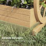 Floreira de Madeira com 3 Níveis para Exterior Design em Escada com Rodas e Orifícios de Drenagem 61x62x57 cm Madeira