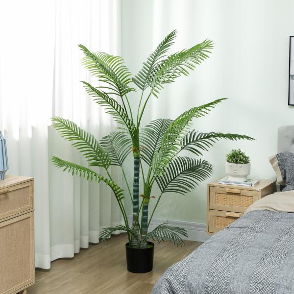 Planta Artificial Decorativa 170 cm Palmeira Artificial com Vaso e Folhas para Interior Casa Sala Escritório Verde