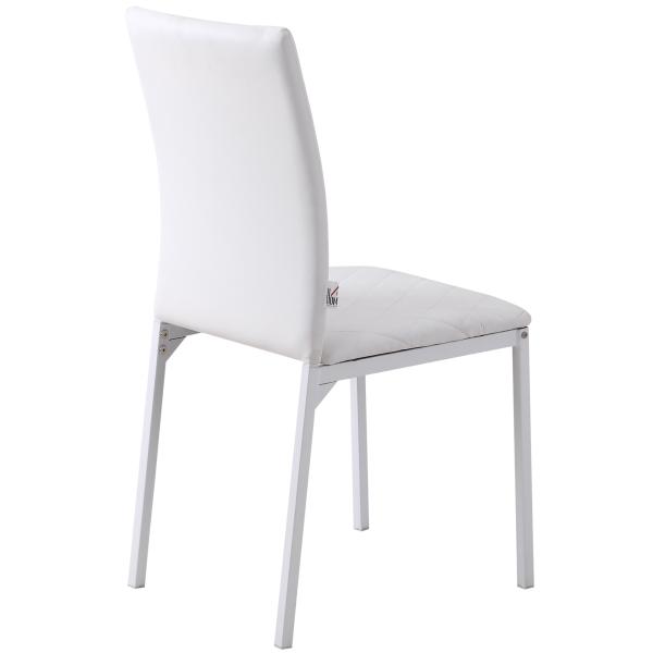 Conjunto de 4 Cadeiras de Sala de Jantar, Cadeiras Modernas para Cozinha, Encosto Alto com Costuras Decorativas em Forma de Diamante, Estofadas em Pele Sintética, Pernas de Aço, Suportam até 120 kg, Branco