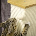 Poste Arranhador para Gatos com Poste de Sisal e Bola Suspensa para Interior 38x38x80cm Carvalho