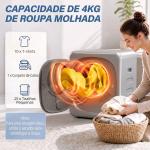 Máquina de Secar Roupa de Exaustão 4 kg 800 W com Ecrã Tátil, Controlo de Tempo e Temperatura, Função Anti - rugas, Prata
