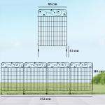 Cercas de Jardim de 4 Painéis 88x110 cm Cercas de Jardim Metálicas Cercas Decorativas com Ângulo Ajustável Preto