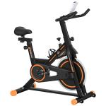 Bicicleta Estática com Resistência Ajustável Volante de Inércia de 8kg Ecrã LCD Assento e Guiador Ajustáveis 103x48x115cm Preto e Laranja