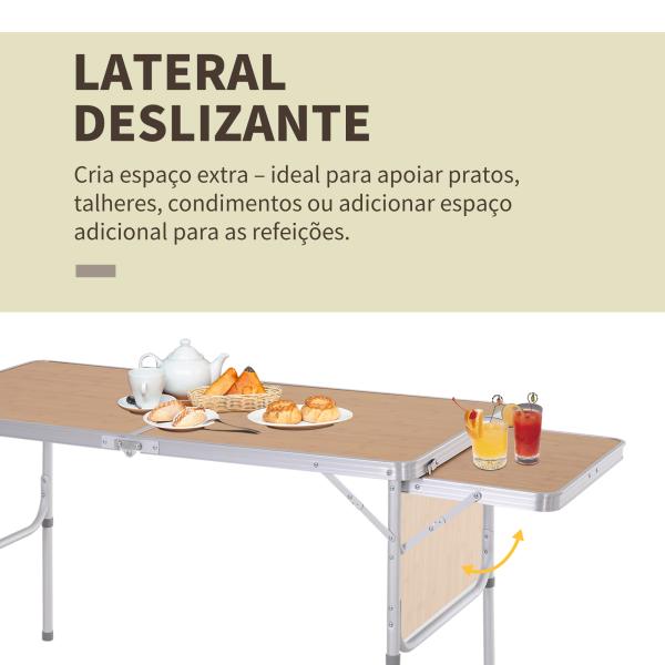 Mesa de piquenique dobrável Mesa de campismo com lâmina dobrável Estrutura leve