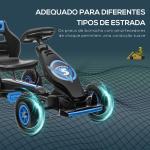 Kart a Pedais para Crianças 5 - 12 Anos com Assento Ajustável Pneus Insufláveis Amortecimento e Travão de Mão 121x58x61cm Azul