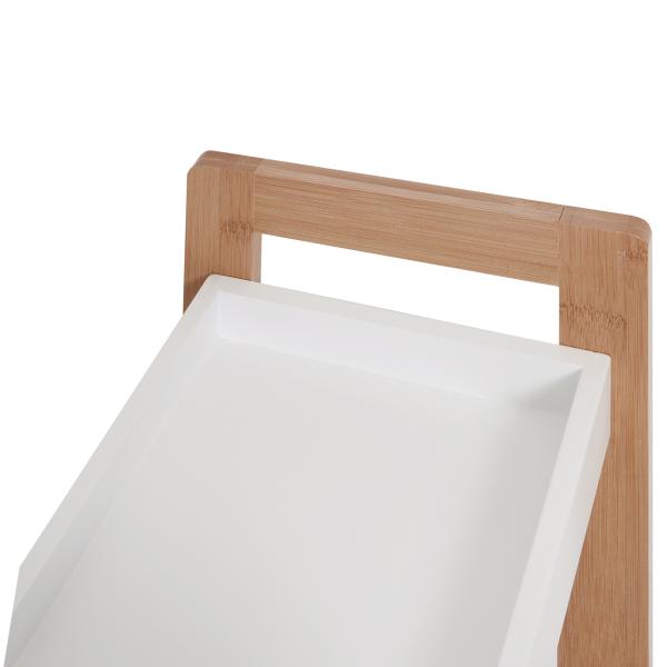 Móvel Auxiliar de banheiro com 3 Prateleiras Organizadoras de Bambu 27,5x20,8x74 cm Cor Branco e Natural