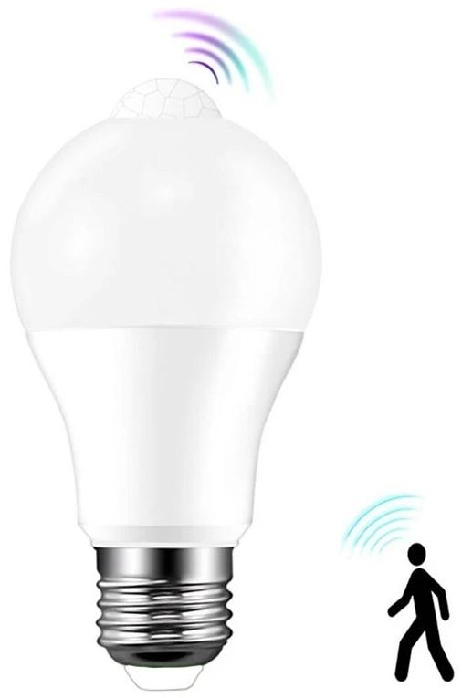 Lampada LED E27 A60 220V 12W Branco F. 6000K 1200Lm c/ Sensor Movimento PIR
