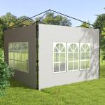 Conjunto de 2 Paredes Laterais para Tendas de 3x3m e 3x6m Paredes Laterais com Janelas Transparentes 293x193cm Branco