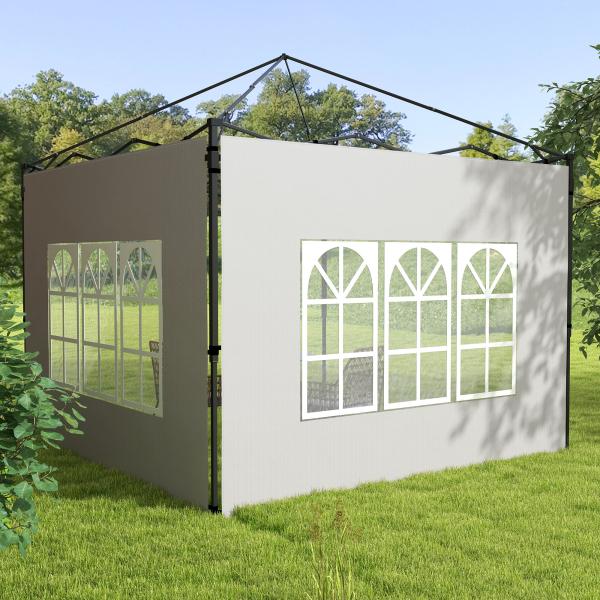 Conjunto de 2 Paredes Laterais para Tendas de 3x3m e 3x6m Paredes Laterais com Janelas Transparentes 293x193cm Branco