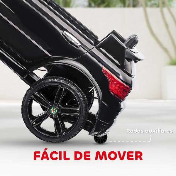 Carro Elétrico SUV Infantil 12V com 2 Motores Controlo Remoto Faróis Buzina Bluetooth Música USB e Abertura de Porta 3 - 5km/h 110x68x52cm Preto