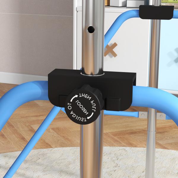 Barra de Ginástica para Crianças com Altura Ajustável em 5 Níveis Anéis e Dobrável 148x105x88 - 128 cm Azul