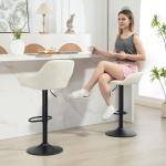 Conjunto de 2 Bancos de Bar Giratórios Bancos Altos de Cozinha com Altura Ajustável 50,5x50x87 - 107 cm Creme