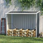 Abrigo para Lenha de Aço Galvanizado Abrigo de Armazenamento de Lenhas com Teto Inclinado para Jardim Terraço Exterior 185x84x133,5/148,5 cm Cinza