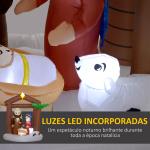 Presépio Insuflável de Natal Decoração Insuflável Natalícia com Luzes LED e Insuflador para Exterior 150x90x185 cm Multicor