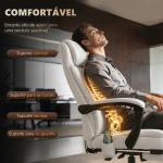 Cadeira de Escritório com 7 Pontos de Massagem com Apoio para os Pés Retrátil, Altura Ajustável, Comando Remoto e Tecido PU Branco