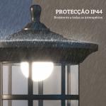 2 Candeeiros Solares de Exterior com Painel Solar Acendimento Automático Impermeável IP44 23,5x23,2x184 cm Preto