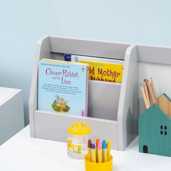 Conjunto de Mesa e Cadeira Infantil de Madeira com Quadro Branco Mesa de Estudo para Crianças acima de 5 Anos 90x45x85cm Cinza