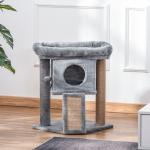 Arranhador para Gatos Pequenos Arranhador para Gatos com Poste de Juta Rampa Caverna e Bola Suspensa 40x40x57 cm Cinza