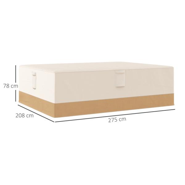 Capa Protetora para Móveis de Jardim 270x200x78cm Tecido Oxford 600D Impermeável Cobertura para Sofás Mesas Exterior com 4 Ventilações 5 Alças Cordão de Tração Bege