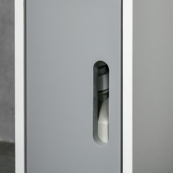 Coluna Casa de Banho com 3 Portas e 3 Prateleiras Abertas Coluna Auxiliar Estilo Moderno 15x17x120cm Branco e Cinza