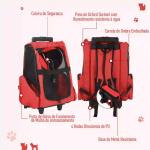 Transportadora 2 em 1 para Animais de Estimação Mochila ou Carrinho de Viagem para Cães e Gatos com 2 Rodas Alça Retrátil de Alumínio e Bolso de Armazenamento 42x25x55cm Vermelho
