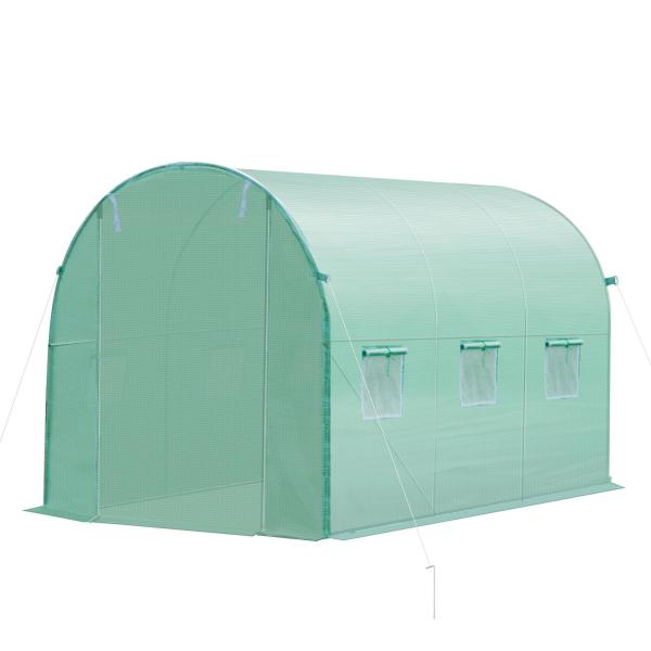 Cobertura de Estufa com 6 Janelas e Porta para Jardim Anti - UV PE 300x200x200 cm Verde