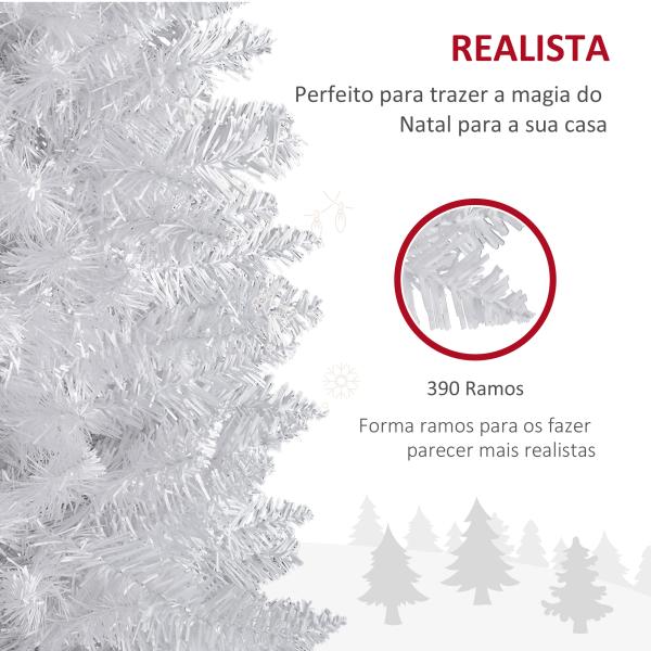 Árvore de Natal Artificial 180cm Ignífugo com 390 Ramos de PVC Decoração de Natal para Interiores Verde