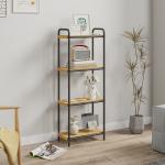 Estante de Casa de Banho de Bambu de 3 Níveis Estante de Armazenamento com 3 Prateleiras Ripas e Estrutura de Aço 41,5x21,5x106 cm Madeira e Preto