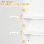 Armário Casa de Banho de Parede Moderno com 1 Puxador de Aço e Prateleiras Ajustáveis 40x15x60 cm Branco