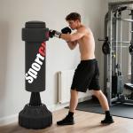 Saco de Boxe de Pé Faixa de Altura Ajustável 65 – 175 cm Base Recarregável com Ventosas A 57x57x175 cm Preto