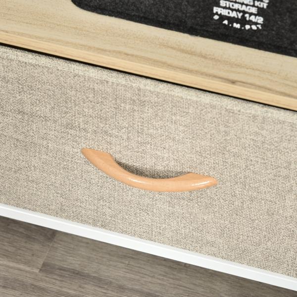 Móvel de TV com Prateleira e 2 Gavetas Dobráveis em Tecido para TV até 47", 98 cm, Natural e Cinzento