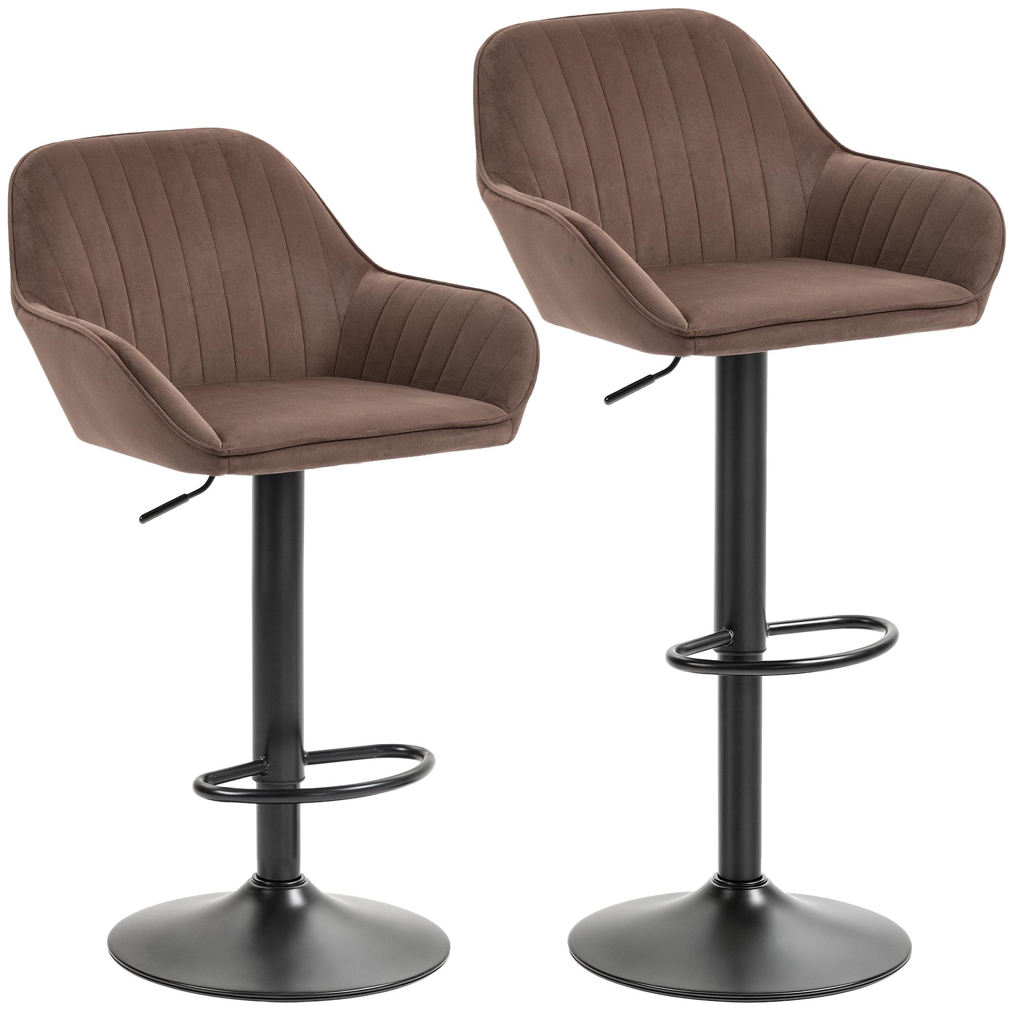 Conjunto de 2 Bancos de Bar Giratórios Bancos Altos de Cozinha com Altura Ajustável 50,5x50x87 - 107 cm Marrom
