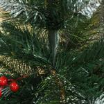 Árvore de Natal Artificial 150cm Ignífugo com 360 Ramos 38 Bagas Folhas de PVC Base Dobrável e Suporte Metálico Verde