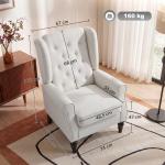 Poltrona de Sala de Estar Poltrona Moderna para Dormitório com Pés de Madeira Poltrona Individual 74x86x102 cm Creme